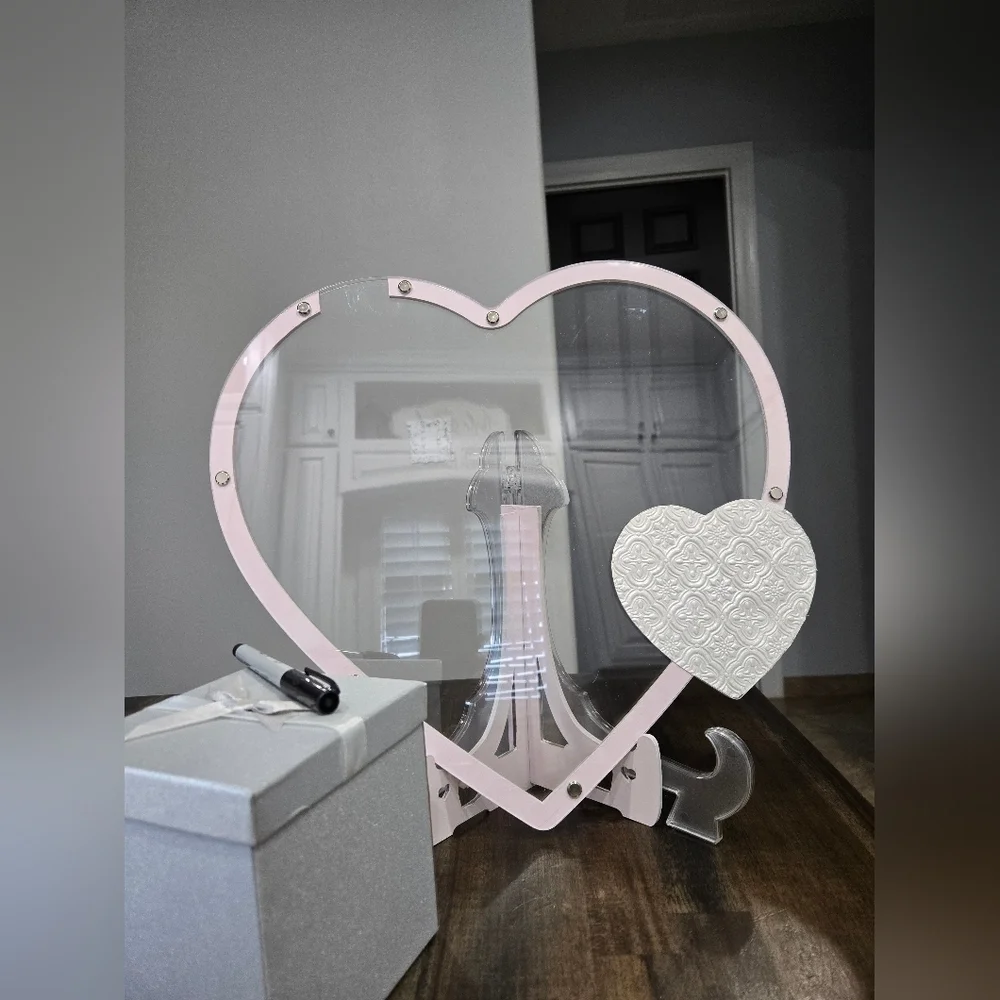 Large Heart-Shaped Pink and Pearl Guest Sign In